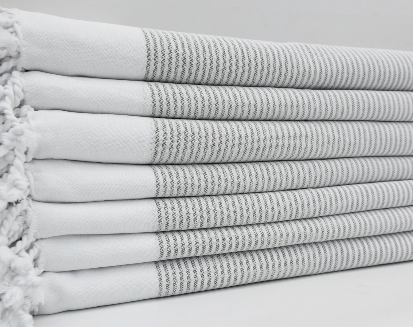 Striped Hand Towel- Light Grey