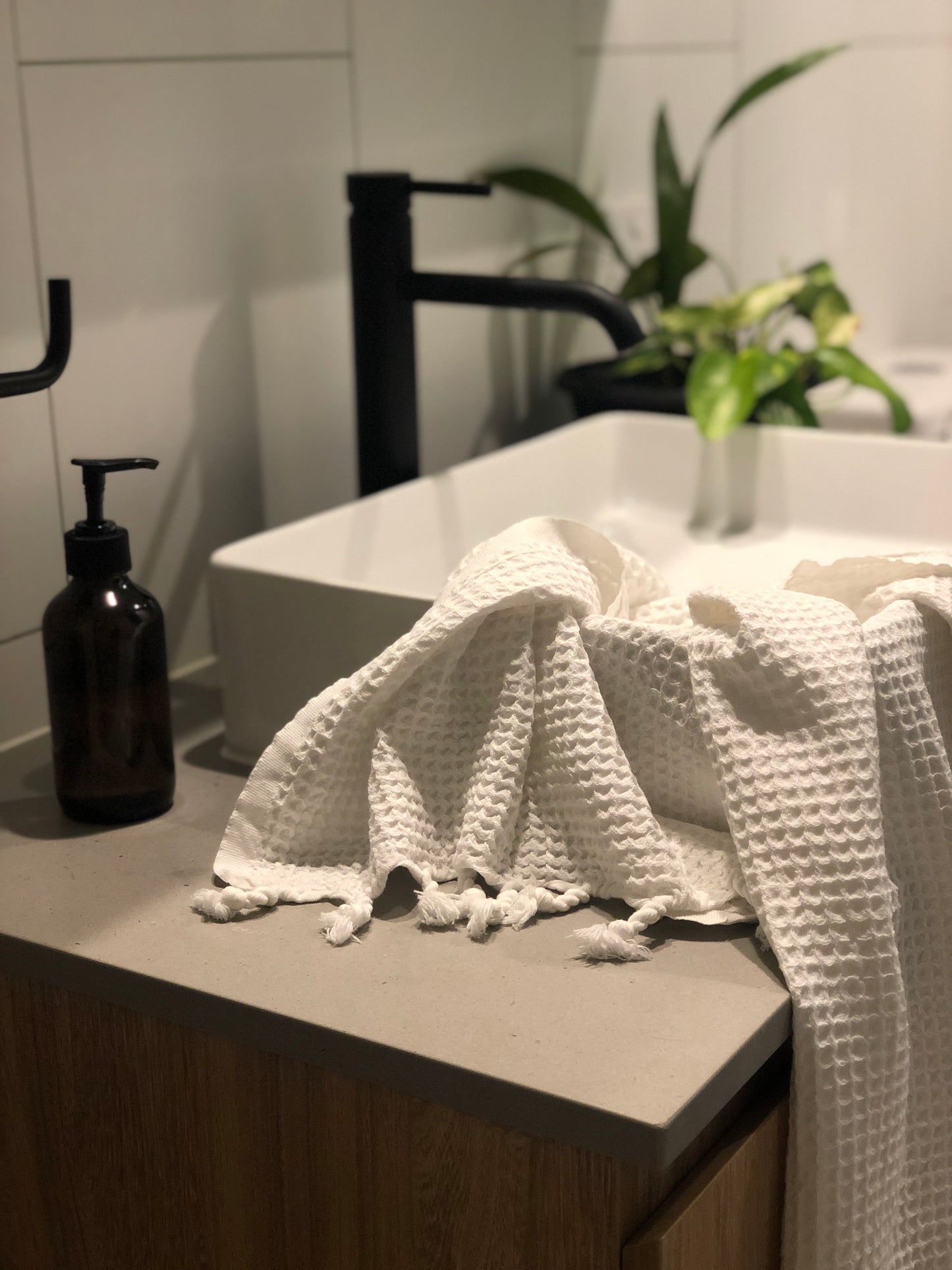 Waffle Hand Towel - Cream