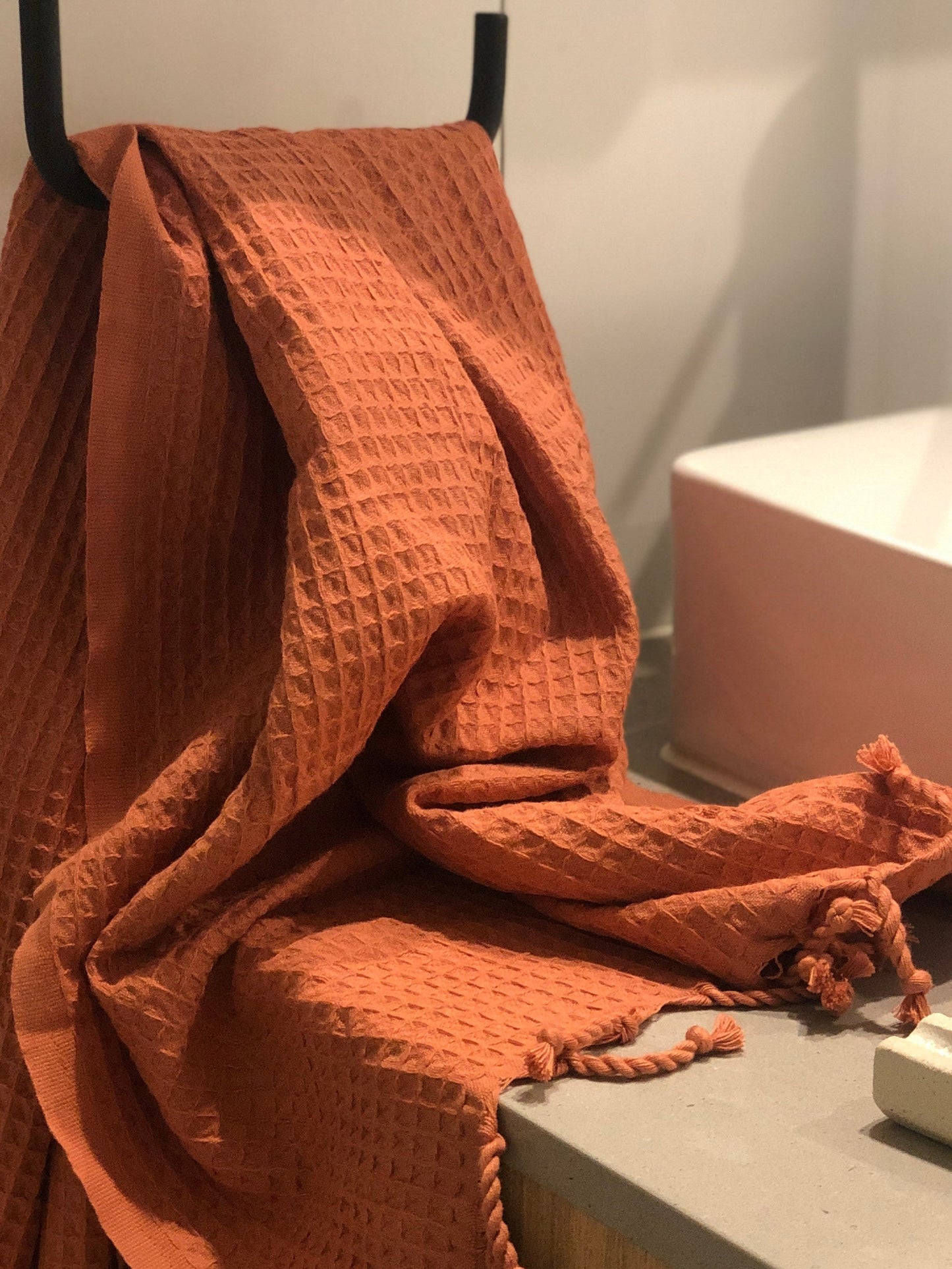 Waffle Hand Towel- Rust