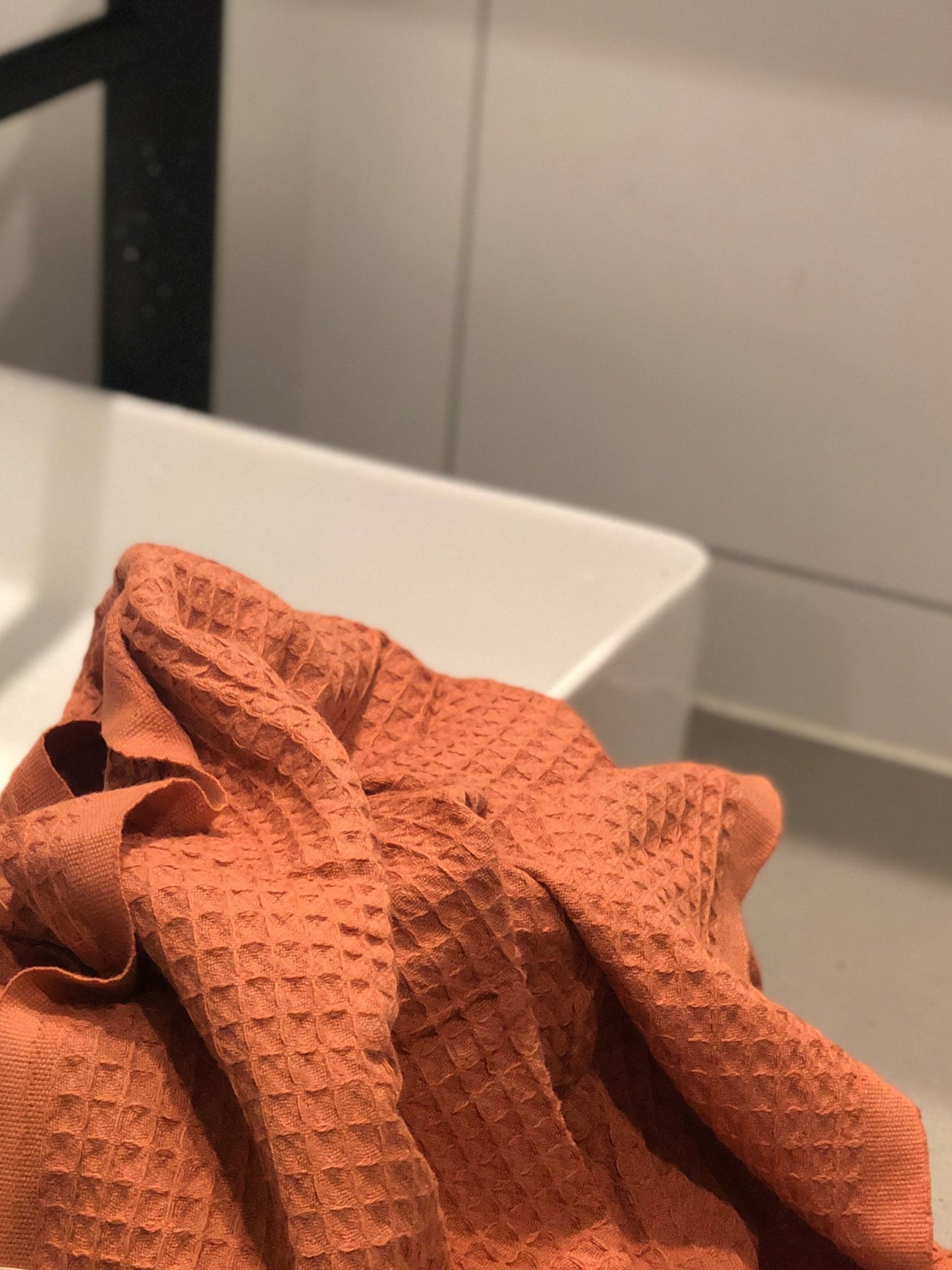 Waffle Hand Towel- Rust