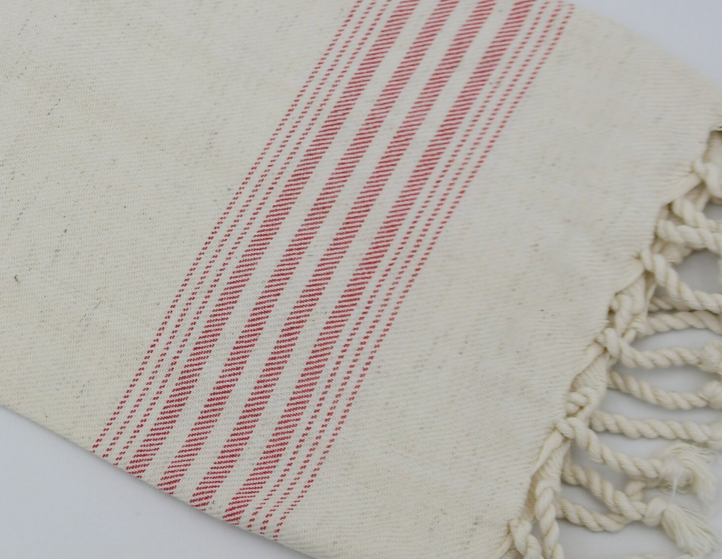 Striped Hand Towel - Red Linen