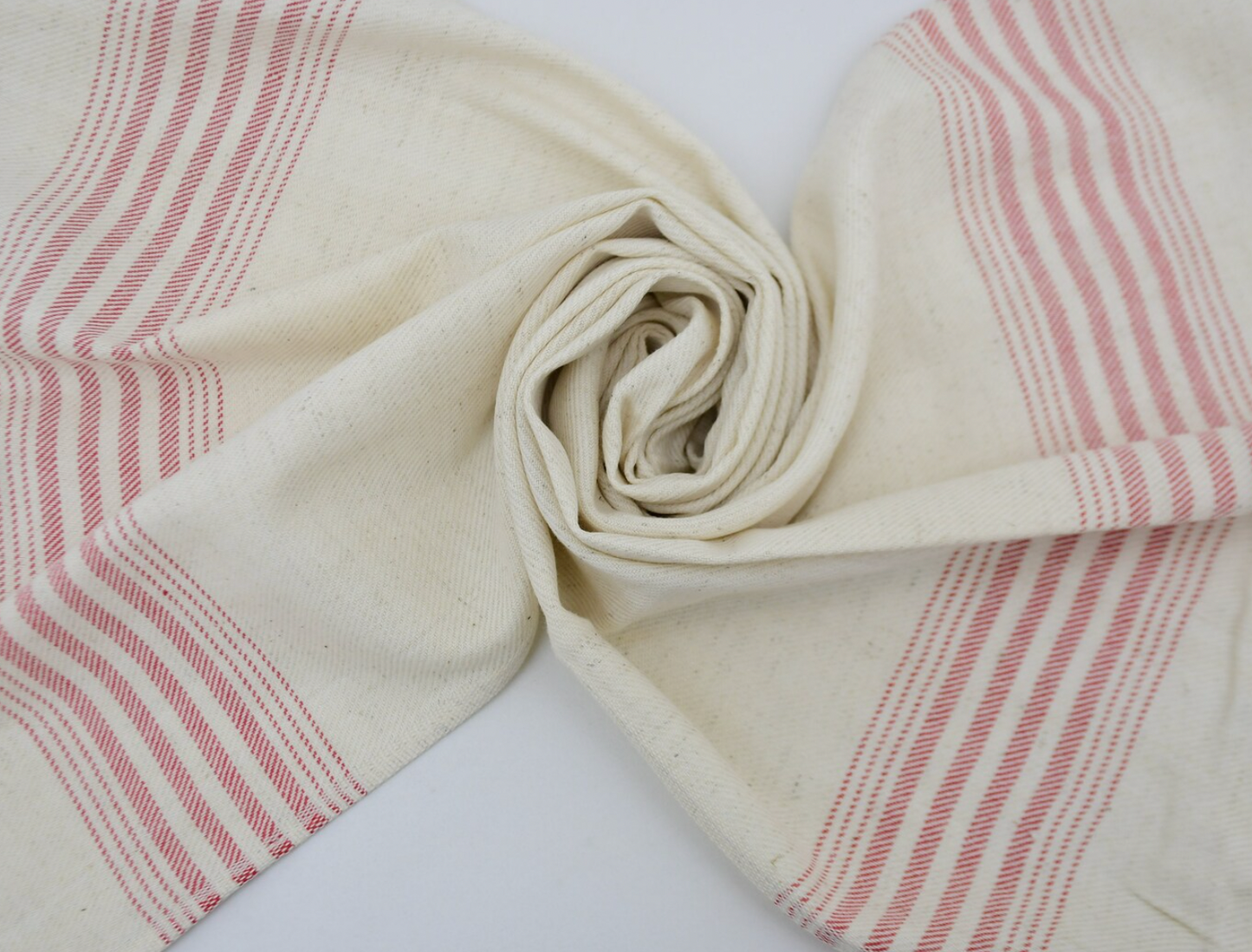 Striped Hand Towel - Red Linen
