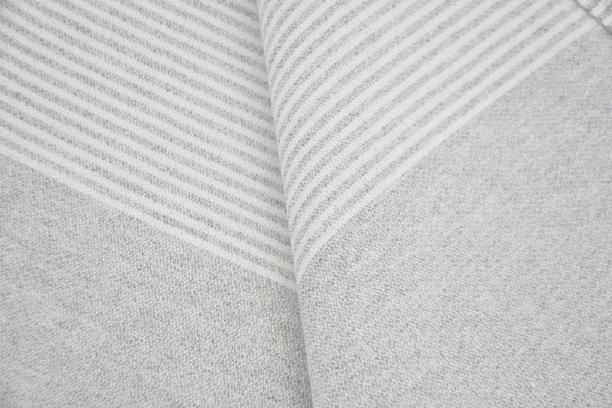 Striped Hand towel - Grey with White