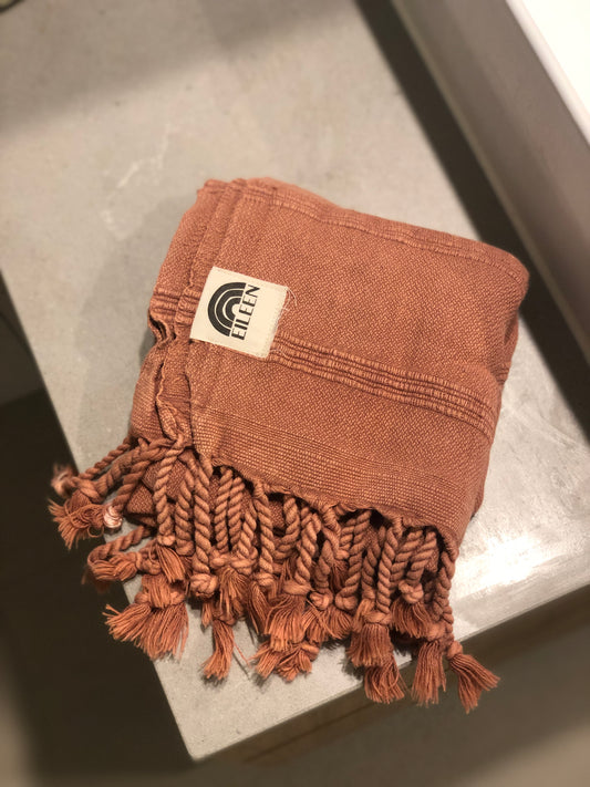 Stonewashed Hand Towel- Terracotta