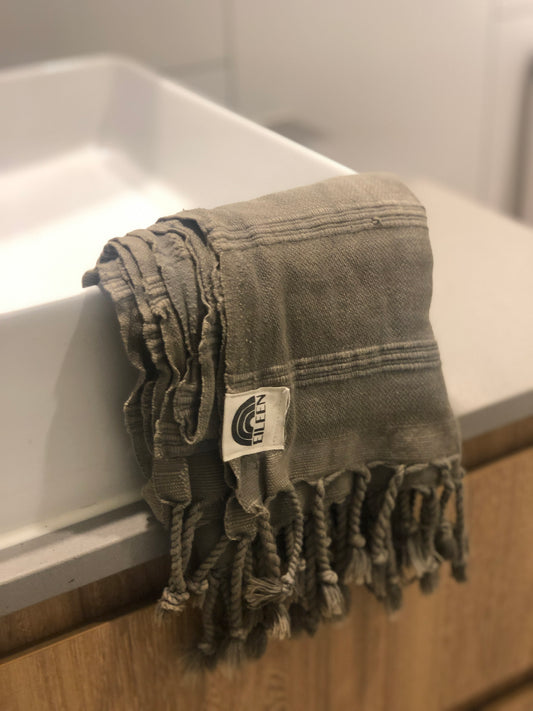 Stonewashed  Hand Towel - Khaki